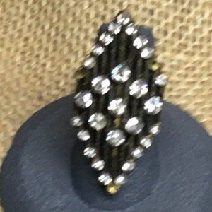 Copper Rhinestone Diamond Ring As Is Adjustable Glam Bling Retro Drag Statement